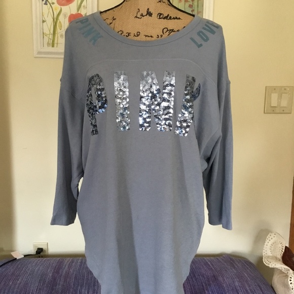 PINK Victoria's Secret Tops - Victoria’s Secret PINK - Blue Bling Pullover Top M